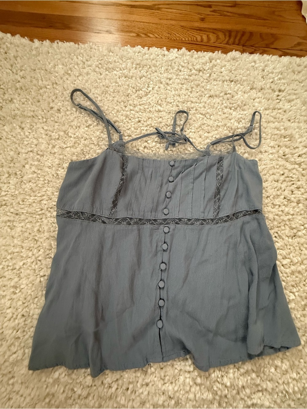 wild fable Dusty Blue Lace-Trim Button Front Cami Top